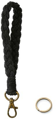 MORSUNBELA - Llavero con cordón corto, cordón personalizado, llavero para mujer, para llaves de puerta, cadena de teléfono móvil, color negro