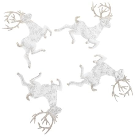 DIYEAH 4Stücke Weihnachtsdeko Rentier Patch Stickerei Aufnäher für Kleidung Hochwertige Rayon Applikationen zum Reparieren und Dekorieren von Weihnachtskostümen