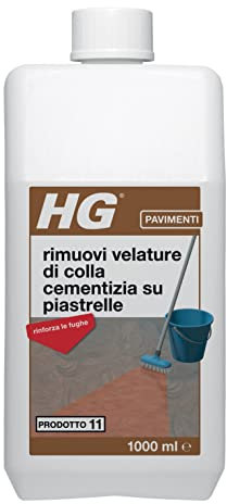 HG Rimuovi Velature di Colla Cementizia su Piastrelle, Smacchia i Pavimenti e le Fughe, Adatto anche all'Utilizzo sul Cemento, 1 litro