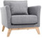 Miliboo Fauteuil scandinave déhoussable en Tissu Gris Clair et Bois Clair Oslo
