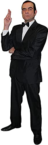 Adults Secret Agent Fancy Dress Costume - 2 Piece Black Suit with Jacket and Trousers + Black Bow Tie for Adults - Perfect for Tv & Movie and Halloween Fancy Dress