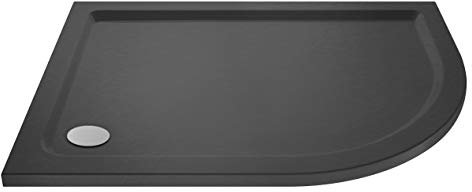 Nuie TR71109 | Modern Bathroom Right Hand Offset Quadrant Slimline Pearlstone Shower Tray, 800mm x 1000mm, Slate Grey
