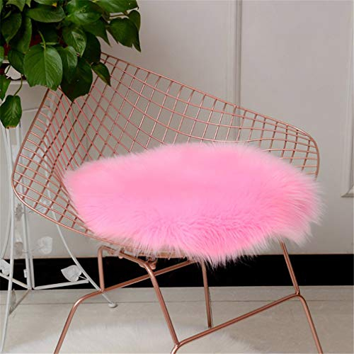 Deike Mild Rund Sitzkissen Faux Lammfell Schaffell Sitzauflage Fell Optik Nachahmung Wolle Teppich Stuhl Sofa Matte (Pink,40cm)