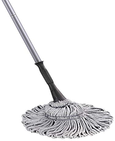Eyliden Mop with 2 Reusable Heads, Easy Wringing Twist Mop, with 57.5 inch Long Handle, Wet Mops for Floor Cleaning, Commercial Household Clean Hardwood, Vinyl, Tile, and More (Grey)