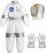 ReliBeauty Astronaut Kostüm Kinder Jumpsuit Onesie Weiß mit Mütze Karneval,100