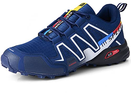AGYE Fahrradschuhe Herren,rutschfeste Fahrradschuhe Rennrad Mountainbike MTB Schuhe Flat Assisted Sportschuhe,Blue-39
