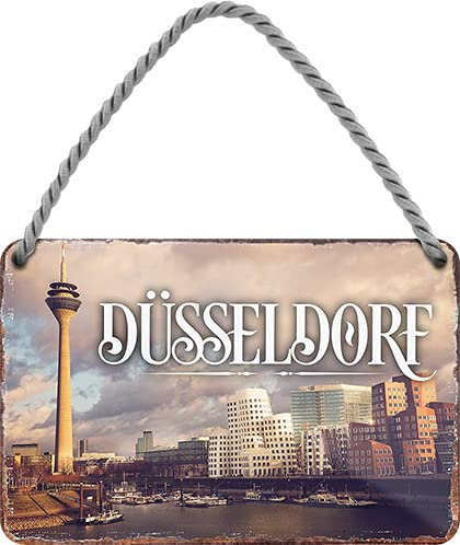 schilderkreis24 Blechschilder Kollektion 18x12cm – Städte-Motive aus aller Welt: Dekoration & Geschenkidee für Weltenbummler (Düsseldorf)