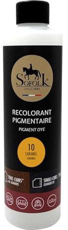 Sofolk - Peinture Cuir/Simili-Cuir - Recoloration pour Cuir Abimé, Rayé, Giffré, Décoloré - Volant de Voiture, Siège Auto, Canapé, Chaussure, Veste et Vêtements (250ml, 10-CARAMEL)