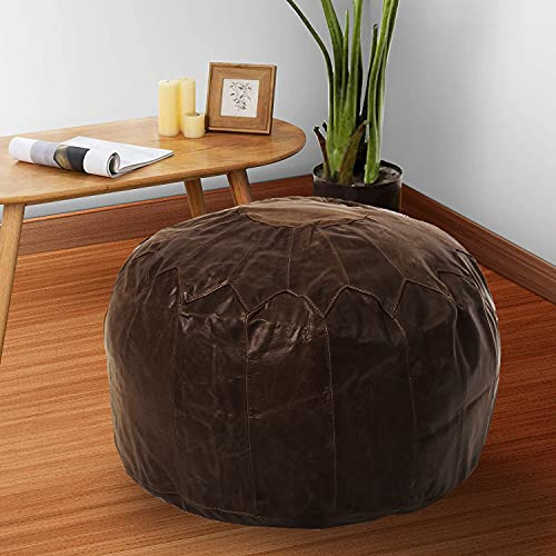 Woodland Sitzsack, Leder, 44,5 cm Durchmesser, echtes Leder, getuftet, 1 Stück, Braun