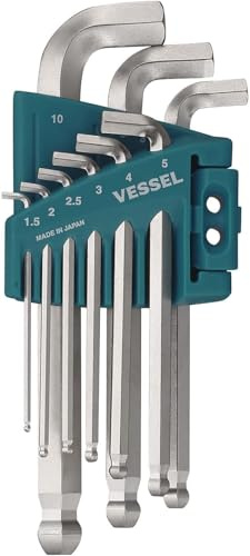 VESSEL Ball Point Hex L-Key Wrench (Short Type) 9PC. Set No. 8209BPSU