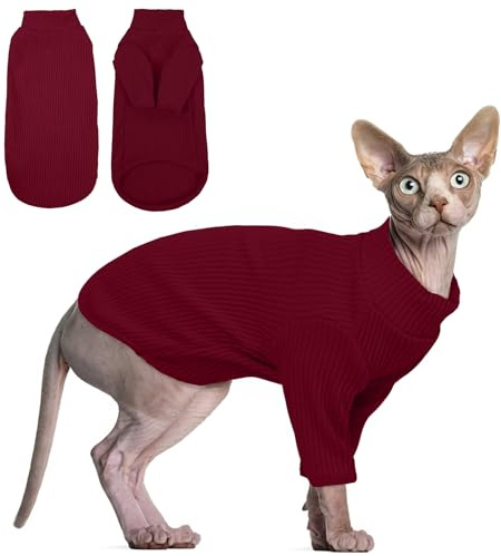 Haarlose Katzen-Weste Rollkragenpullover, atmungsaktiv, entzückende Katzenbekleidung, Pullover Kätzchen-T-Shirts mit Ärmeln, Katzen-Pyjama Jumpsuit für Sphynx, Cornish Rex, Devon Rex, Peterbalg