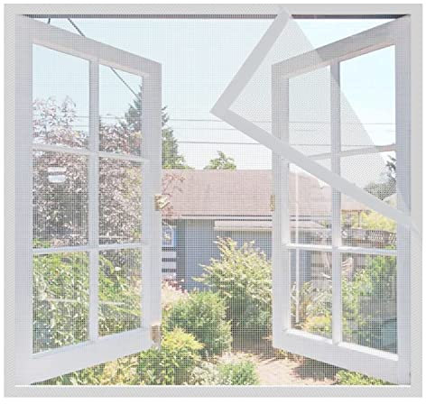 Orumrud Fiberglas Fliegengitter Fenster 70x60cm, Weiß Insektenschutz Fenster Fliegennetz Fenster Fliegengitter Fenster Moskitonetz für Fenster Ohne Bohren Kinderleichte Klebemontage mit Klettband