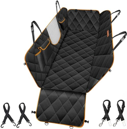 Looxmeer Autoschondecke Hund Rücksitz Hundedecke Auto, Wasserdicht & Kratzfest, Universal Hundedecke Auto Rückbank mit Seitenschutz und Sichtfenster, Hundematte für PKWs, LKWs, SUVs, 137 x 147cm