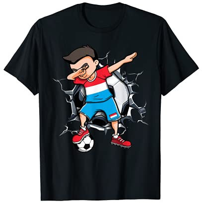 Lustiger Dabbing Jungen Luxemburg Fußball Mannschaft Flagge T-Shirt