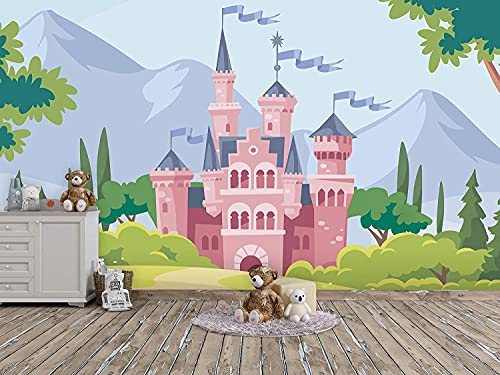 Oedim Kindertapete für Wand, Schloss rosa und blau, Wand, Tapete, Dekoration für Esszimmer, Wohnzimmer, Zimmer