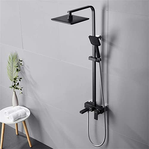CHLDDHC Brausegarnitur Duschkopf-Mischbatterie 3-Funktions-Duschsystem mit Duscharmatur Brausegarnitur, verstellbares Brauserohr 90 bis 130 cm, Schwarz