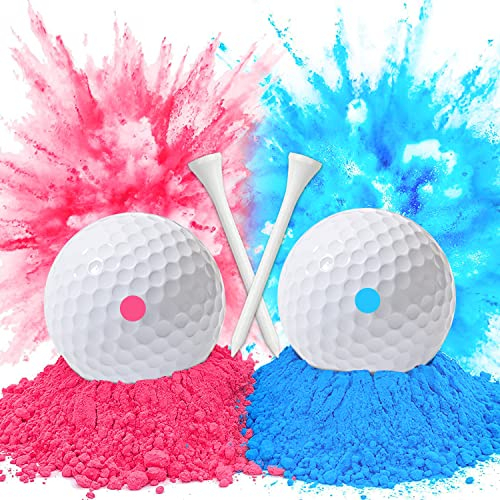 XiXiRan Gender Reveal Golfball (2 Stück, Rosa und Blau, 3.5 cm, 4 Teile, 1 Set, 500 g)