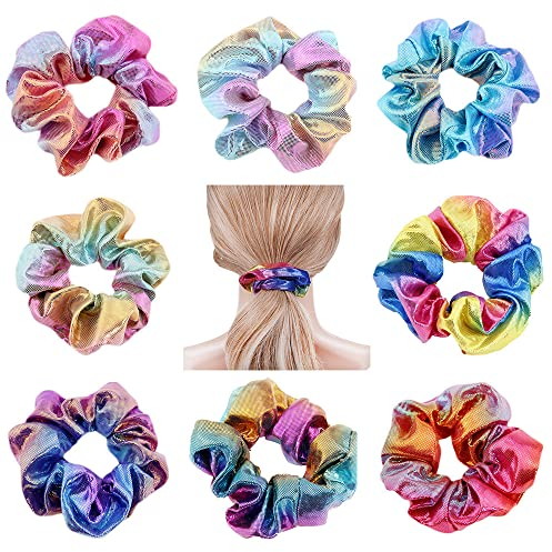 10 Stück Elastisches Chiffon Haargummi Scrunchies,Satin Scrunchies für Damen Haare Bunte Haarband Haaschmuck Regenbogen Haarbände,für Mädchen Damen Frauen Pferdeschwanz