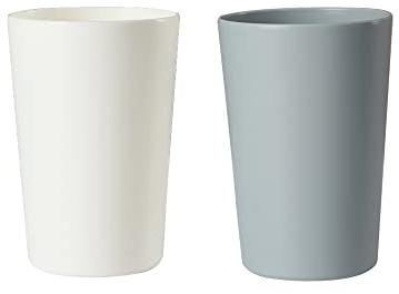 wongwongcat Bathroom Tumbler, Unbreakable Dishwasher, Safe Drink cup, Plastic cup 11 ounces, 2 pieces (white and grey)
