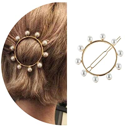 Wendalern Boho Perle Kreis Haarspange Barrette Gold Perle Haarspange Barrette Geometrische Runde Haarnadeln Barrette Vintage Kreis Dekorative Clip Haarschmuck Für Frauen Mädchen