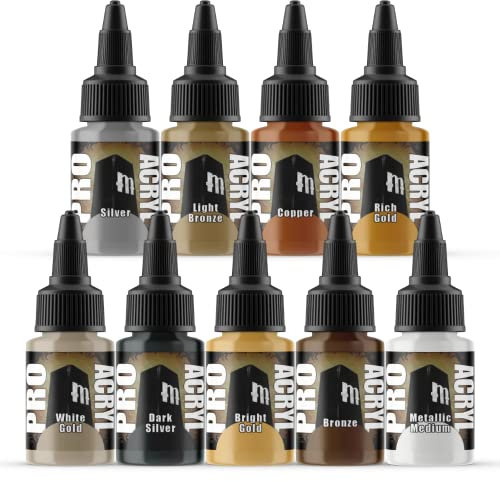 Monument Hobbies Pro Acryl - Juego de pinturas acrílicas para modelos de plástico, pintura en miniatura, tapa sin obstrucciones, viene cargado con agitador de vidrio