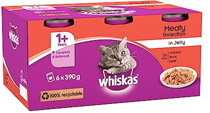 Whiskas 1+ Meaty Selection in Jelly 6x400g Can, Adult Cat Wet Food