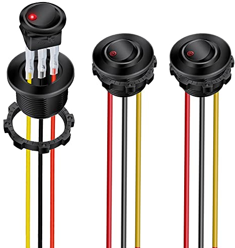 Gebildet 3Pack LED Rosso Interruttore a Levetta ON/Off con Guscio Rotondo 3Pin 12DC-20A/24VDC-10A per Interruttore a Bilanciere Camion Automobilistico