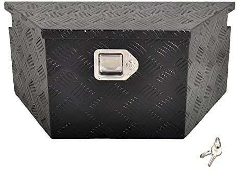 TBAPFS 26 Inch Aluminum Trailer Tongue Tool Box 5 Bar Tread Wide Utility ToolBox for Pick Up Truck RV Storage Organizer Tool Box with Lock and Keys - 26X13.3X12 Black