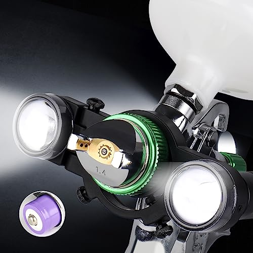 YUZES Paint Spray Gun with LED Ultra Lighting System, White/Warm Light 2 Modes, 3 Levels of Brightness Adjustable, Universal Auto Paint Gun Charger