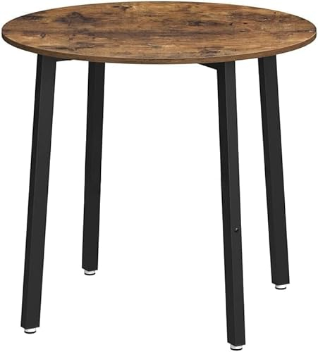 GOLDFAN Runder Esstisch Holzmuster Tisch Rund Küchentisch Esszimmertisch mit Metallbeine für Büros Wohnungen Restaurants,90x90x75cm (Holz), (AWS-161)