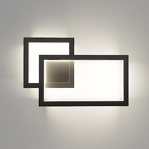 Klighten LED Wandleuchte Innen, 24W, 1960LM, Mordern Dekorative Wandlampe, Neutral Weiß 4000K, Wandbeleuchtung Für Schlafzimmer Wohnzimmer Korridor, 110-240V, Schwarz