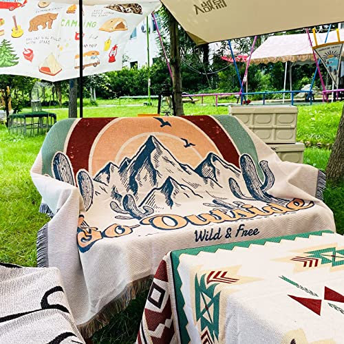 iyoimono Boho Decke Sofa überwurfdecke 130x160cm,Tierdruck Wohndecke Strick Quaste Kuscheldecke Sofadecke Couch Decken Picknick Camping Decken Für Bett Couch Und Sessel Tische