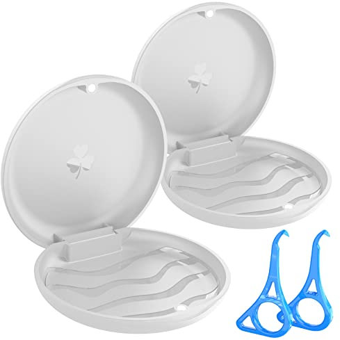 BVN Aufbewahrungsbox, 2 Stück, mit 2 Ausrichtungswerkzeugen, kieferorthopädische Zahnersatzbox, Mundschutzhülle, Weiß