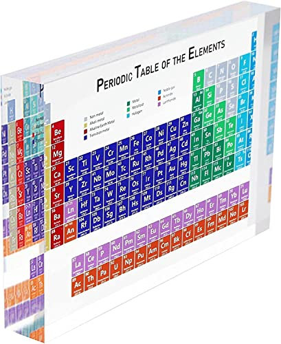 Periodensystem der Elemente - Periodensystem aus Acryl mit echten Elementen | Chemie-Diagramm-Lernwerkzeuge for Wissenschaftsliebhaber, Studenten, Basteldekoration