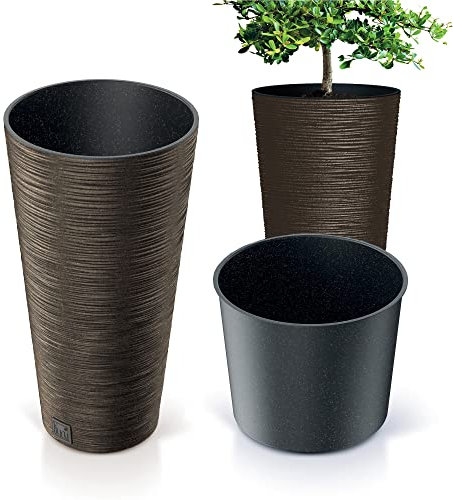 Prosperplast Blumentopf Gartentopf Für Haus Terasse Furu Slim ECO Wood 57,5 cm (Kaffee)