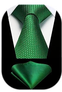 HISDERN Corbatas Verde Hombre Modernas Corbata y Pañuelo de Boda Conjunto Corbatas de Business