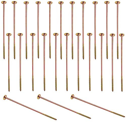 AERZETIX - C67504 - Lot de 25 Vis à bois Ø6x240mm à tête large bombée - à empreinte étoile Т30 - en acier zingué - menuiserie, contreplaqués, agglomérés, mélaminés