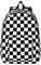MDATT Schwarz-weiß karierter leichter Rucksack für Schule, klassischer Basic-Casual-Tagesrucksack für Reisen mit Flaschen-Seitentaschen, Schwarz , S