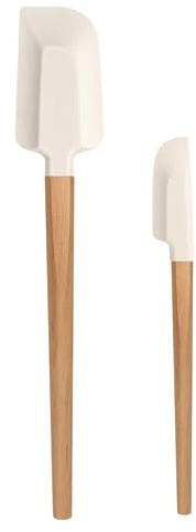 LorisArm Wooden Handle Spatula Set, 12 & 9 Rubber Spatula Silicone Spatulas for Baking Cooking and Mixing.