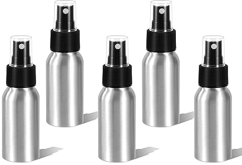 Heveer Botella Pulverizadora Pequeña 50ml Botella de Aluminio Vacíos Pulverizador de Perfume para Llevar Perfume Tónico 5 Piezas