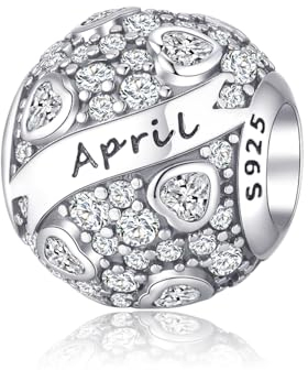 Symretie Geburtsstein Charm-Anhänger 925 Sterling Silber Birthstone Bead Charm Anhänger Openwork Perlen Charms für Europäische Armbänder Halsketten Schmuck Geschenk für Mädchen Frauen
