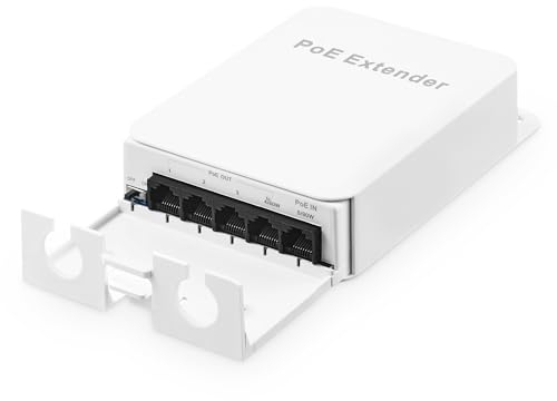 Binardat Outdoor PoE Passthrough Switch, 1 PoE in 4 PoE Out Extender, IEEE802.3af/at/bt PoE Powered 90W, 100Mbps Ethernet, Wall Mount Waterproof Plug and Play, 100M OUTDOOR 5 PORT