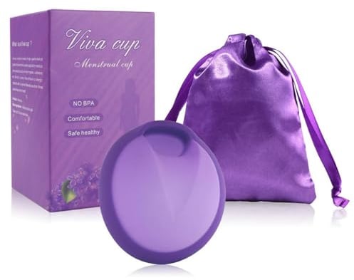 Menstrual Disc - Reusable Flat fit Cup - Wear for 12 Hours - Super Soft and Stretchy Silicone - Baffle Prevent Liquid Leakage - Tampon, Pad, & Cup Alternative - 45ML with Storage Bag(Purple)