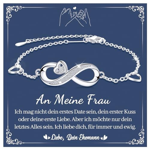 CheersLife Infinity Armband Damen 925 Sterling Silber, Unendlichkeit Herz Armbänder Kristallen Armkette Valentinstag Muttertag Geburtstags Weihnachten Geschenk für Sie Frauen Frau Personalisierte