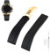 Topuly Ersatz-Uhrenarmband aus Gummi für Rolex SUBMARINER GHOST DATEJUST OYSTERPERTUAL DAYTONA YACHTMASTER Faltschließe, Silikon-Armband, Zubehör für Damen und Herren, Schwarz / Gold, 20 mm