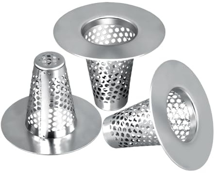 3pcs Hair Catcher Shower Drain for 1.2-1.6 Hole, Conical Shower Drain Cover 304 Stainless Steel Bathtub Drain Strainer Hair Filter for Sink, Bathtub, Drain Holes Deeper than 1.60