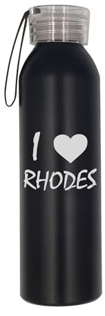 I Love Rhodes Travel City Island Greece Art Water Bottle Engraved Stainless Steel Durable