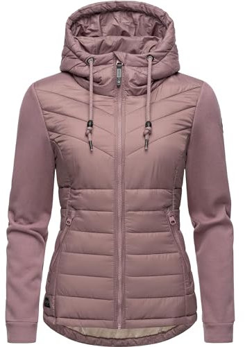 Ragwear Damen Übergangsjacke leichte Steppjacke kurz mit weichen Ärmeln und Kapuze Sandrra Mauve Gr. L