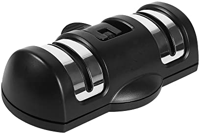 RedAeL Afilador de Cuchillos de Cocina Manual Profesional de 2 etapas con Ventosa Antideslizante - Negro