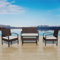 QJBSAVVA 4-TLG Garten-Lounge-Set, Polsterbank Eckbank Gartenstühle Stehtisch Geeignet für Speisesaal Innenhof Strand Outdoor mit Auflagen Poly Rattan Braun